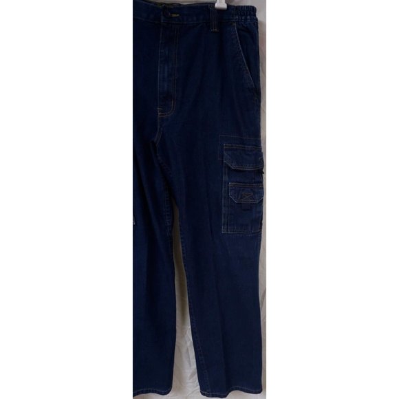 Boulder Creek Trading Company 34-38 Dark Wash High Rise Cargo Jeans 30" Inseam - Picture 5 of 15